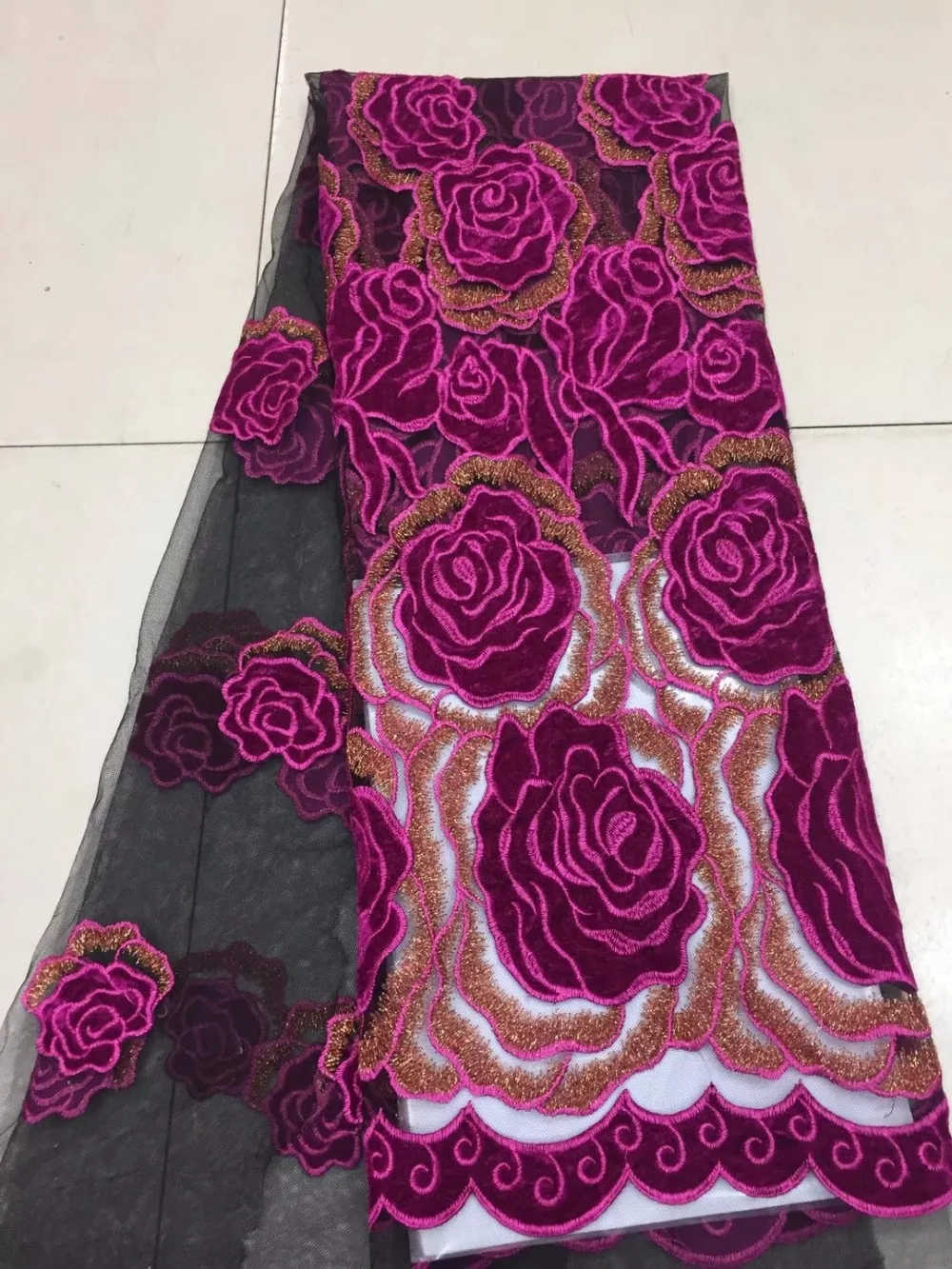 5Yards multicolor embroidery Lace Fabric with sequins flowers bridal dress | Дом и сад