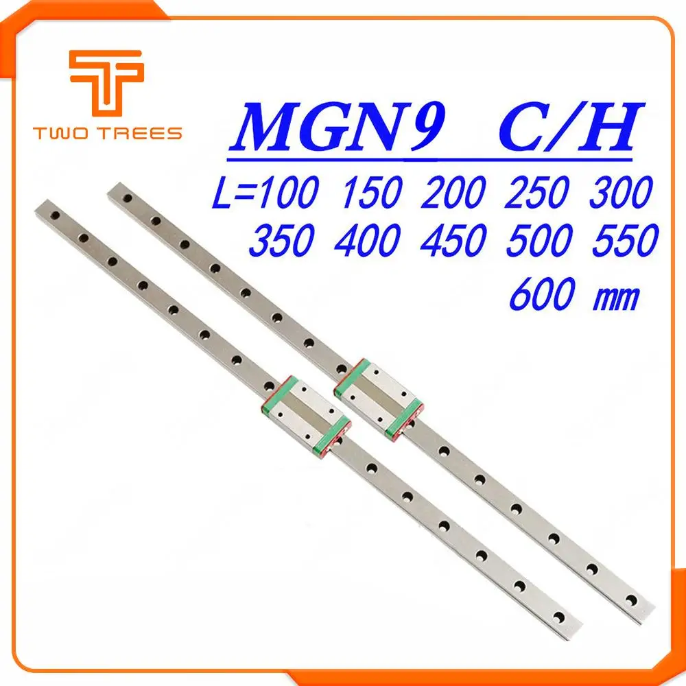 MGN9H 9C линейной направляющей 9 мм 100 150 200 250 300 350 400 450 500 550 600 мм линейные рельсы+ MGN9H или MGN9C Блок ЧПУ 3D-принтеры