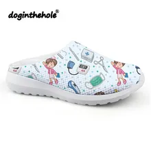 Doginthehole/спортивные сандалии для женщин; мультяшный милый узор с изображением сиделки; пляжная обувь; коллекция года; уличные спортивные тапочки для девочек; сетчатые кроссовки на плоской подошве