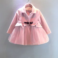 glittery sweet New Arrival Girls Clothes Spring Pink Princess Kids Jacket Lace Bowknot Children Outerwear & Coats For Girl