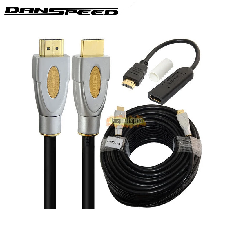 

DANSPEED New 100Ft 30M HDMI Male to Male Version 2.0 Cable Metal Head 3D 4K-2K 2160P + Extension HDMI Repeater Adapter Converter