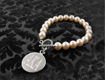 

AKA letters Sorority pearl bracelet AKA Legacy charm bracelet