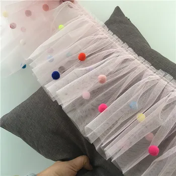 

3yards Chiffon lace trim ruffles lace embroidery black and white pink dress children's skirts lace decoration accessories