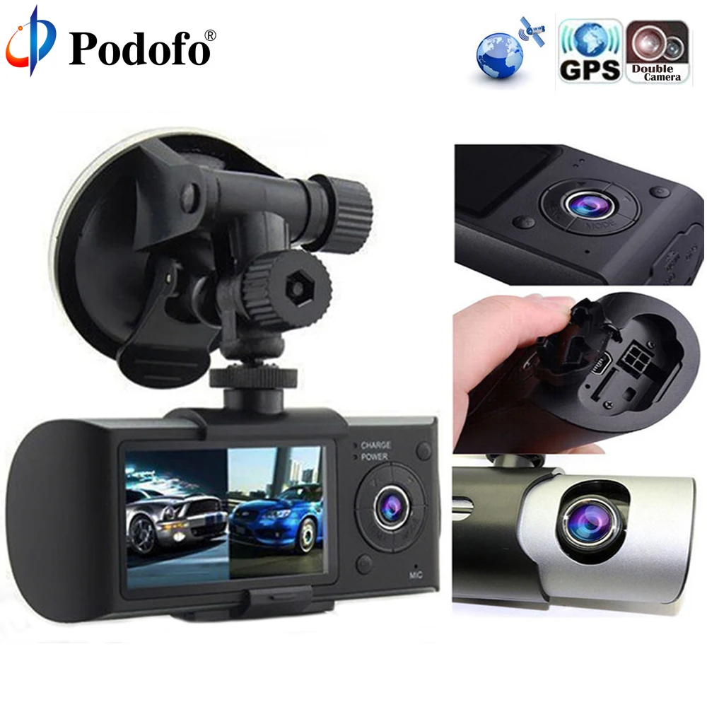 

AMPrime 2.7" TFT LCD Registrar Dual Lens Vehicle Car DVR Camera R300 GPS Dashcam Video Digital Video Recorder Dash Cam G-sensor