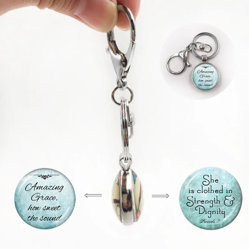 Christian pendant art picture Faith Bible necklace inspiration quote