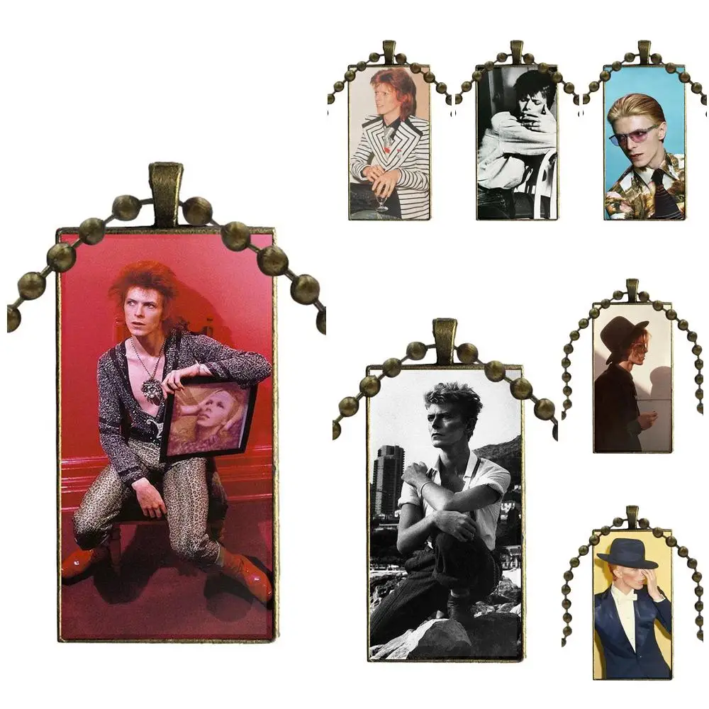 

EJ Glaze Vintage Pretty Good David Bowie Necklace Fashion Long Chain With Rectangle Necklace Jewelry For Women
