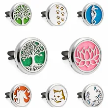 Дерево жизни Цветок лотоса морской конь 30 мм Автомобильный диффузор медальон вентиляционный зажим эфирное масло ароматерапия диффузор медальон 10 шт. колодки