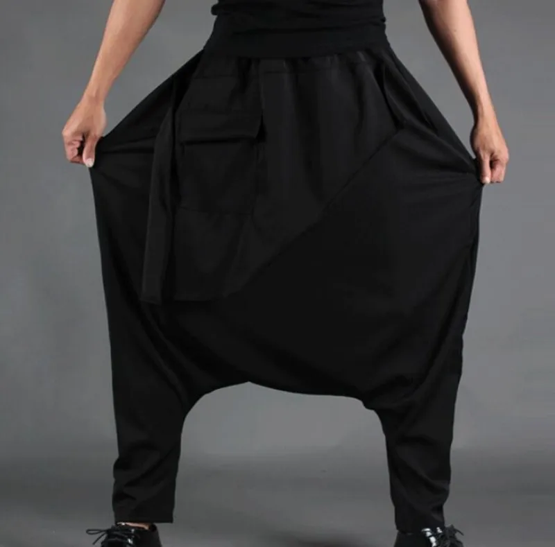 2019 личность для мужчин s брюки для девочек свободные Harajuku Гаремные с низкой проймой удобные хлопковые полной длины кисточкой дизайн