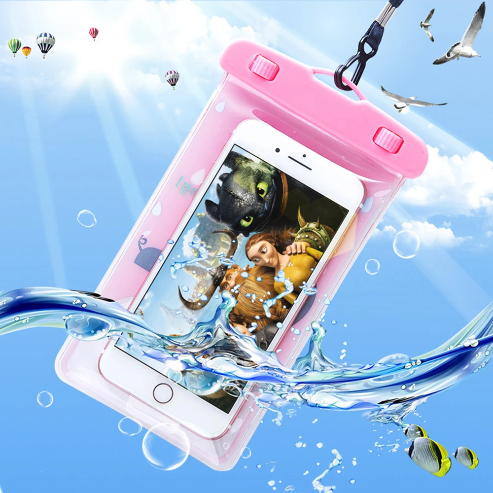 1 шт мультфильм животное телефон водонепроницаемая сумка для сенсорных экранов чехол 20,5*11 см крышка с шнурком для плавания пляж для iPhone для Android телефон