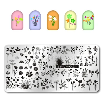 

Large Plate Good Engraving Pattern Printed Every Colors Image Template Nail Art DIY Design Spring Flowers Floral