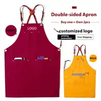 Denim Cowboy BBQ Apron Bib Leather Straps Kitchen Apron for Women Men Barber Cooking Restaurant Waitress Print Logo