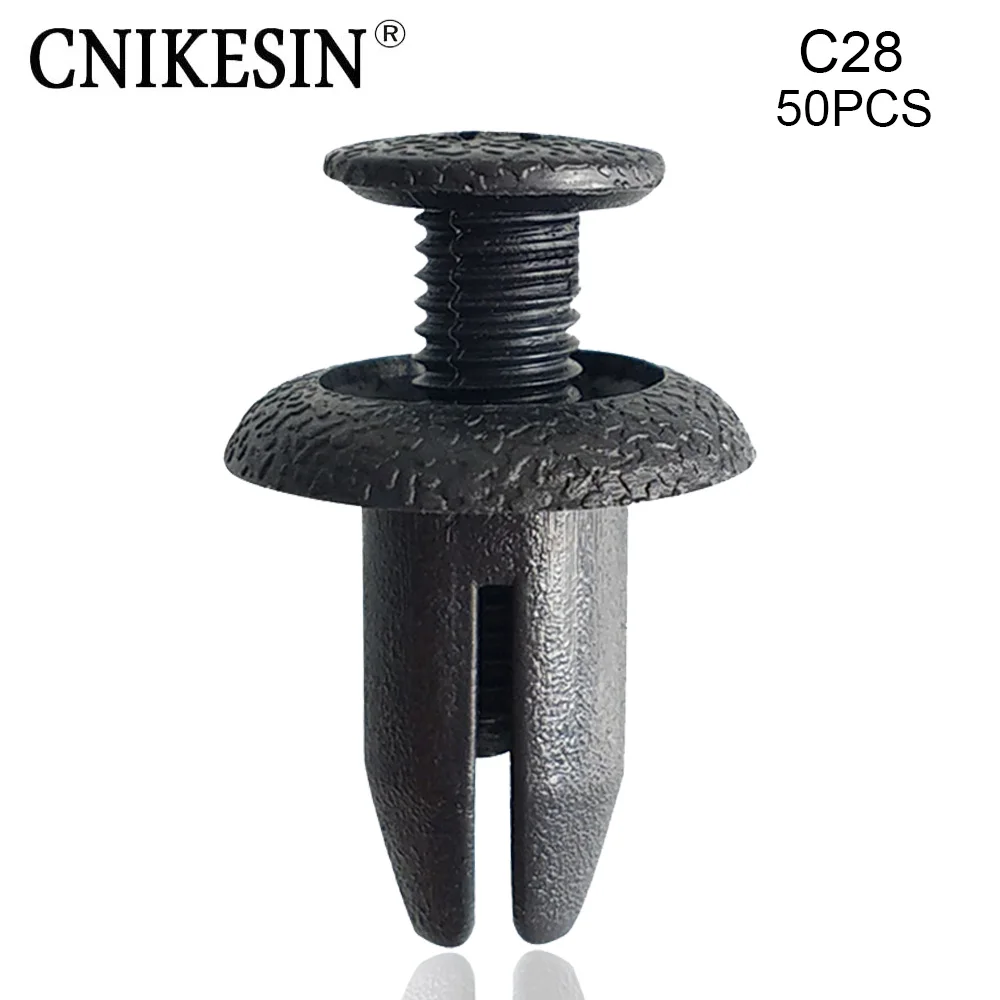 

CNIKESIN 50PCS C28 7.8mm Hole Universal Nylon Auto Fastener Car Fender Skirts Push Type Retainer Expansion Screw Rivet Clips