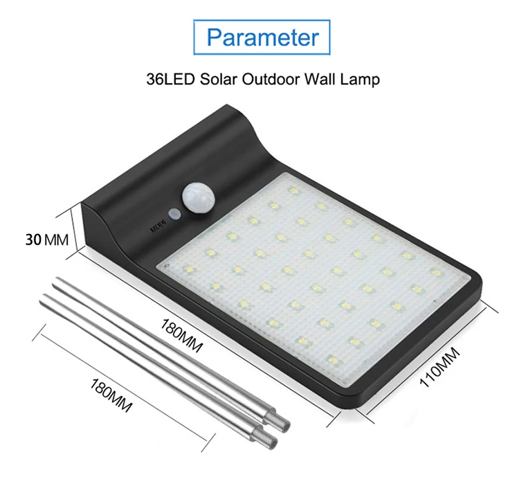 Новейший уличный светильник на солнечной энергии 450LM 36 светодиодный PIR датчик движения лампы уличный водонепроницаемый настенный светильник s садовая Лампа безопасности