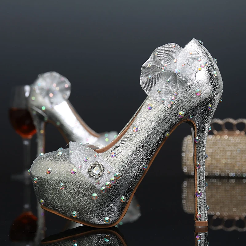cheap silver and rhinestone shoes