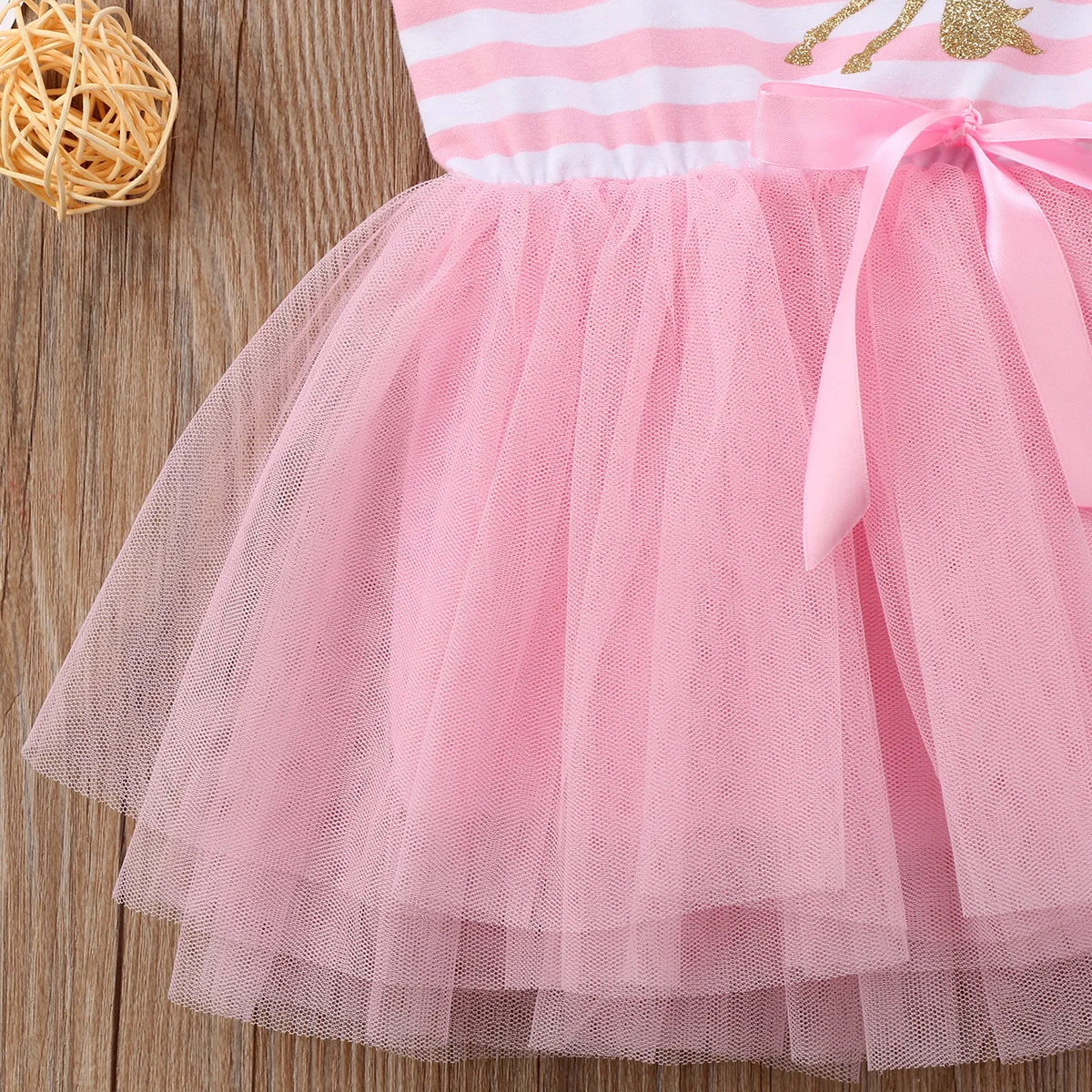 Kid Princess Baby Girl Dress Sleeveless Striped Unicorn Bow Pink Tulle Party Wedding Tutu Dresses