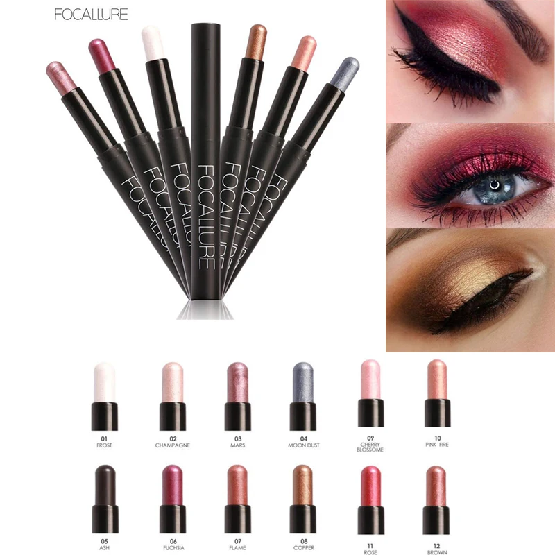 

FOCALLURE 12 Colors Eyeshadow Sticker Cosmetics Eye Shadow Pencil Highlighter Shimmer Eyes Makeup Eye Shadow