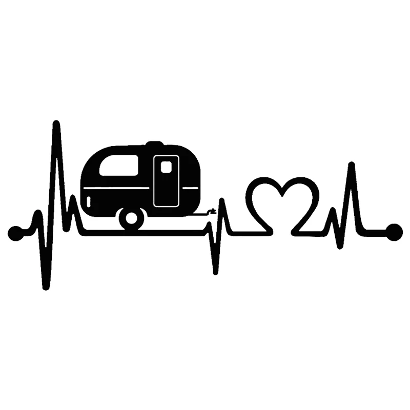 Camper Travel Hiker Camper Heartbeat Vinyl Car Sticker Car Body Wall Window Decoration Decal Stickers Car Styling 20.3cm8 (2)