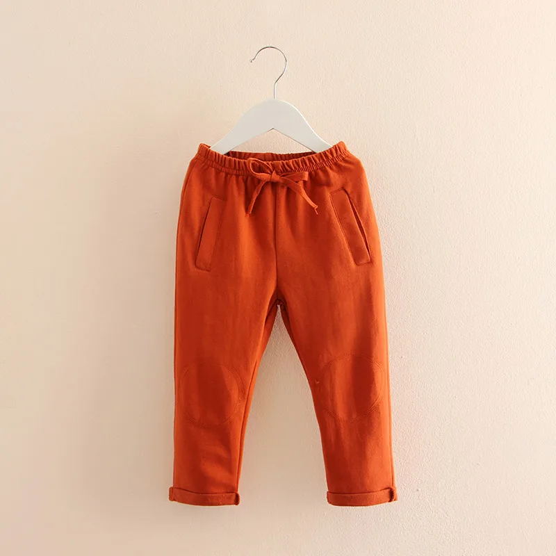 Spring Autumn 2-7 8 9 10 Years Solid Color Cotton Drawstring Child Baby Kids Unisex Sports Long Trousers Pants For Boy Girl