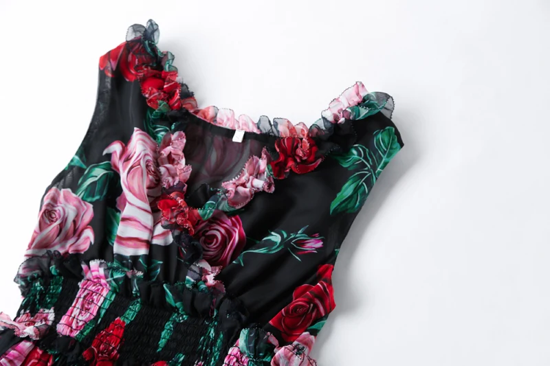 MIUXIMAO высокое качество новая мода взлетно-посадочной полосы летнее платье Для женщин ретро Цветочный принт Винтаж торт длинное платье vestidos