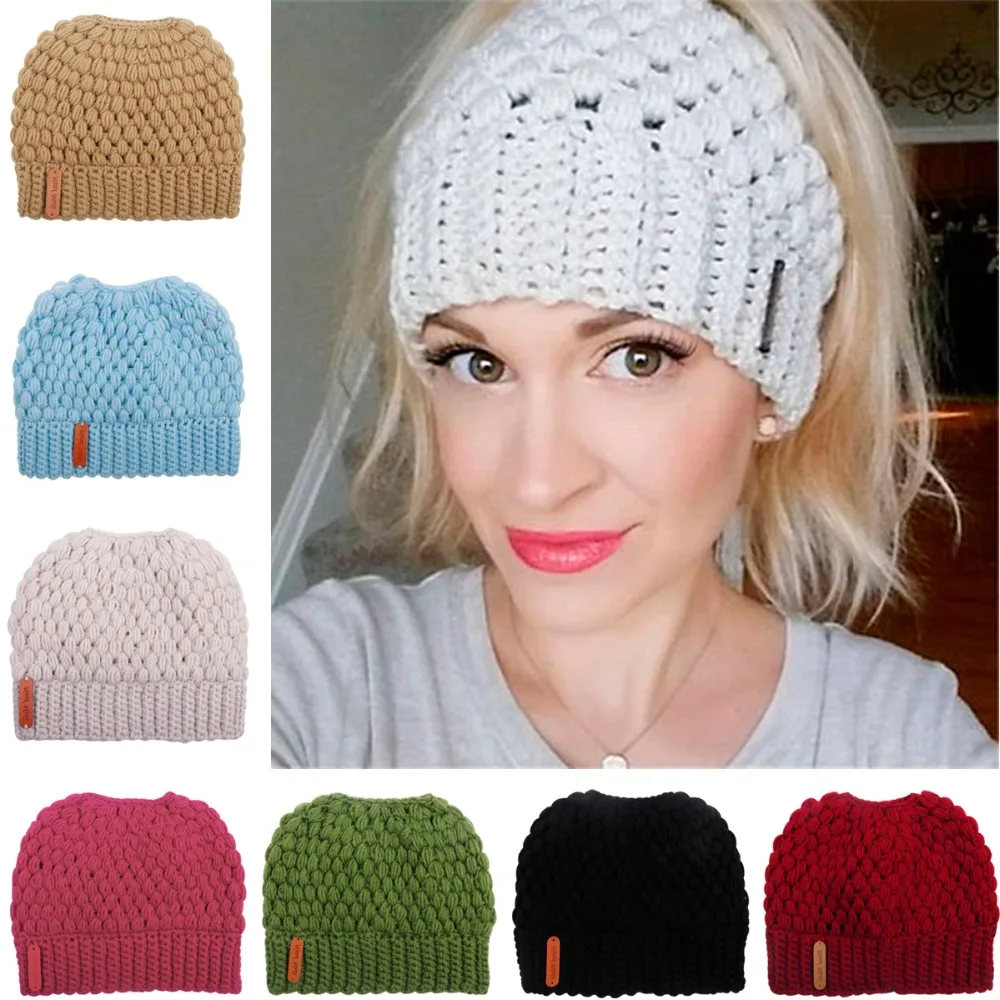 Xugar Hats/Caps Ponytail Beanie Women Ladies Winter Warm Ear Slouchy