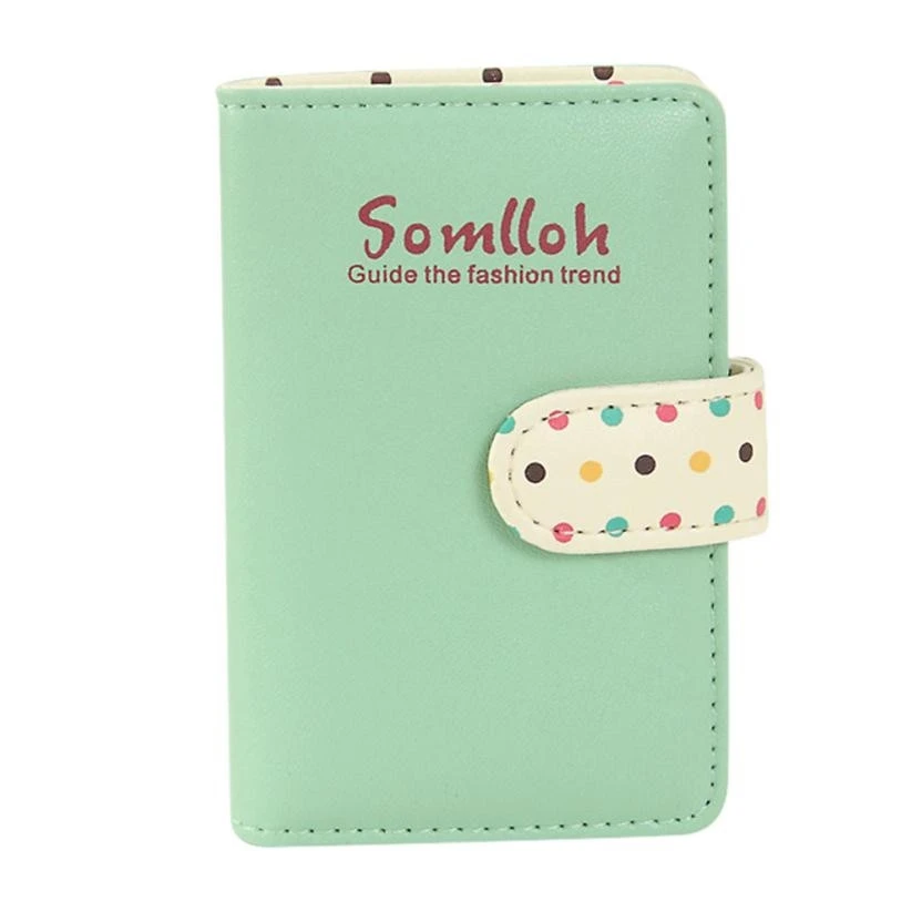 

Hot Sale Women Candy Color Cute Printed Credit Card Slot Bag Hasp PU Leather Bank Credit Cards Holder Large Capacity Card Wallet
