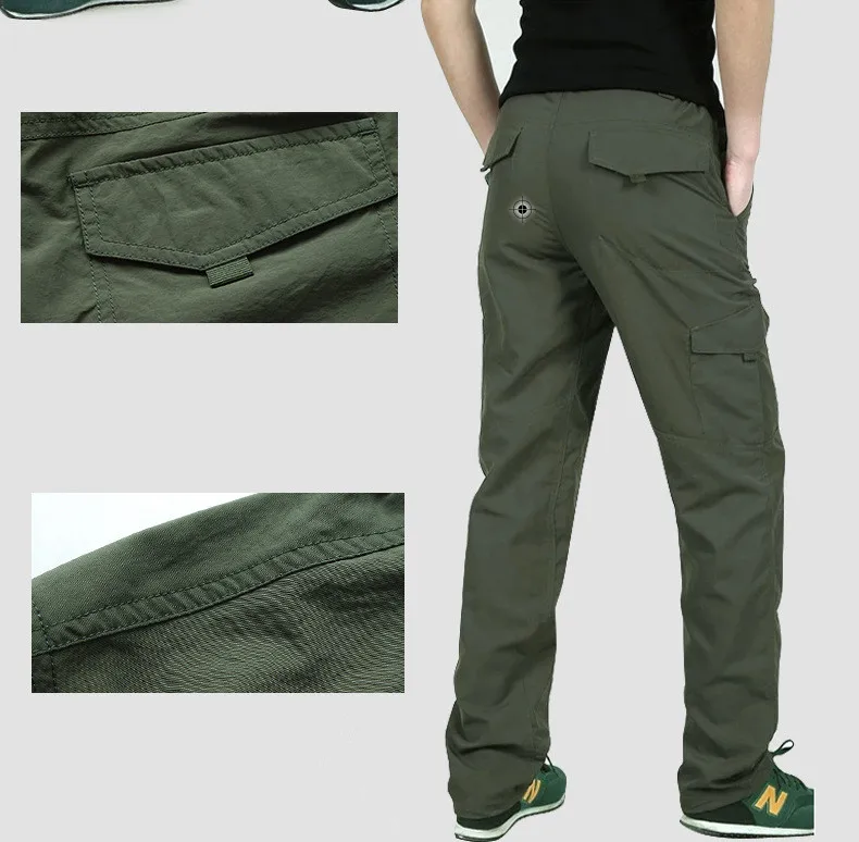 Calças masculinas estilo militar cargo, de verão,