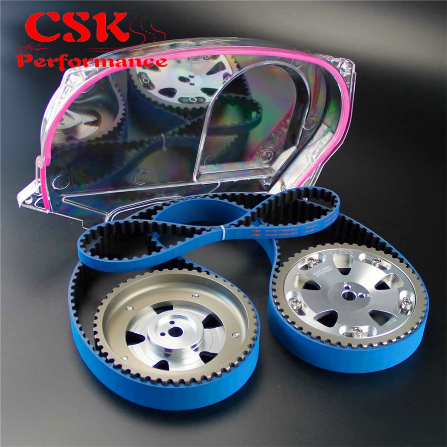 Timing Belt w/Balance + Cam Gear+ Clear Cam Cover Fits For Lancer EVO 9