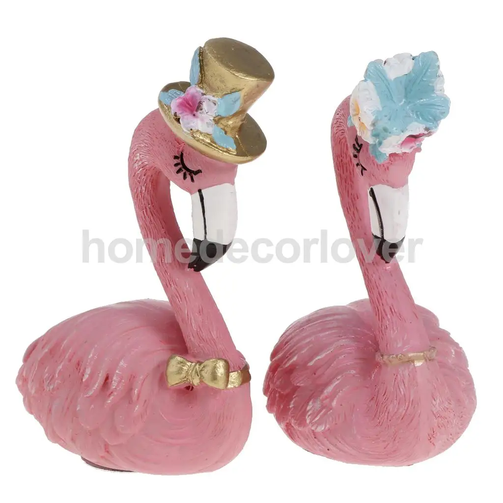 

Set of 2 Resin Couple Flamingo Figurine Flamingo Craft Statue Desktop Decorative Figurines Ornament Livingroom Decor