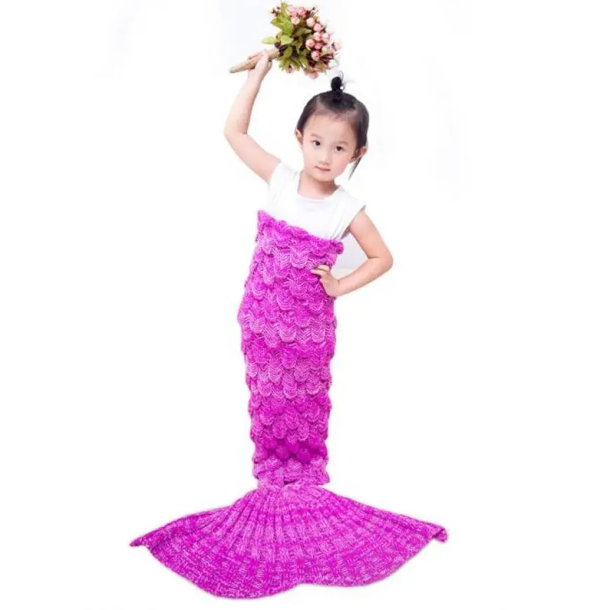 

2018 Child Mermaid blankets kick cashmere knit blanket quilt air conditioning blanket NEW N30