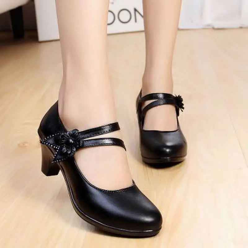 2017 New Fashion Women s Shoes High Heels Comfortable Women Genuine Leather Single Casual Shoes Women