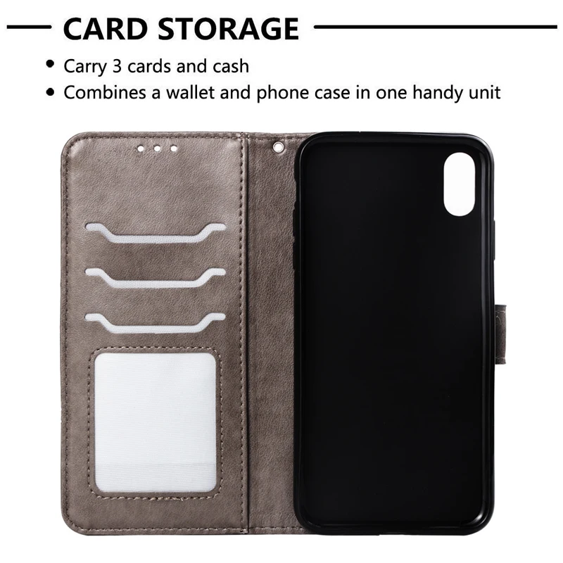  Mode Niedlichen Elefanten Leder Flip-Cover Fall Für iPhone 5 5S SE 6 6s 7 8 Plus X zehn 10 XS XR XS