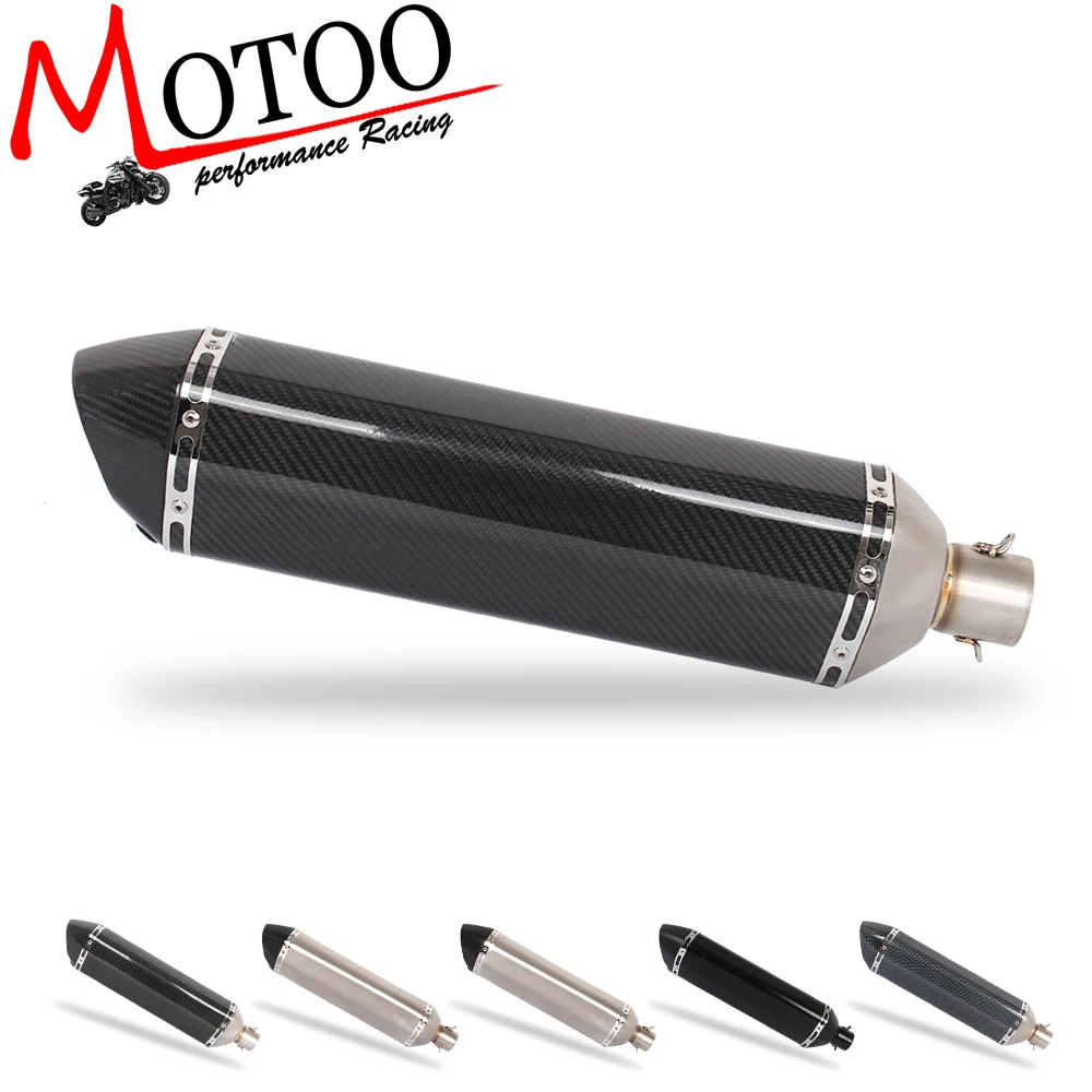 Motoo 570MM long Motorcycle stainless steel carbon Silencer Escape