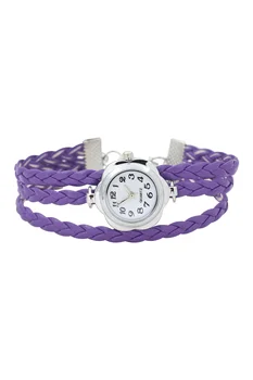 

YCYS!Women's Flower Case Braided Bracelet Wrist Watch Purple