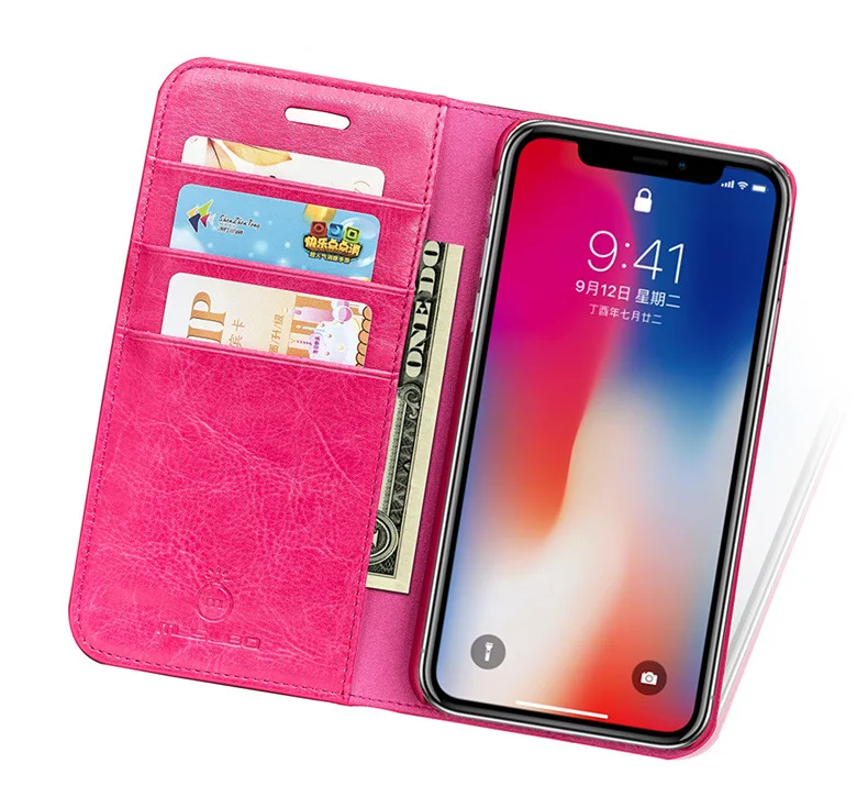 

Newisdom For iPhone xs max Flip Leather cover Phone Case Wallet Card Slots Cases bussine iPhone X case XR 8 Plus 7 luxury bronw