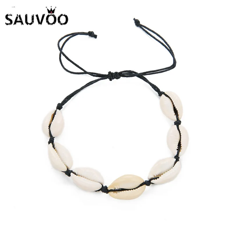 Sauvoo Boho Natural Shells Charm Bracelets for Women Handmade Seashell Hand Knit Hawaii Beach Rope Bracelet &amp Bangle | Украшения и