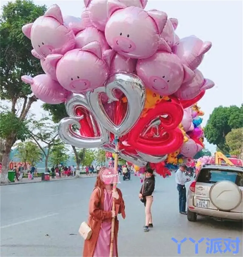 

10pcs/lot Two Dimensions Cute Pink Pig Balloons Birthday Party Supplies Children's Cartoon Ins Delicate Pig Girl Decorations Toy