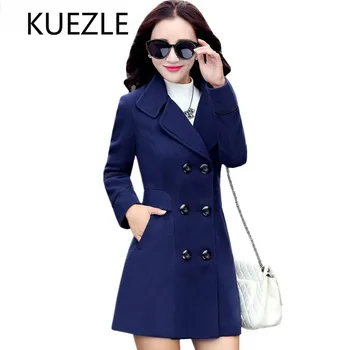 

jackrt women Blends Woolens Overcoat Female Coat Autumn Winter Coats And Jackets Women Plus size Coat woman Wool Coats Long Tops
