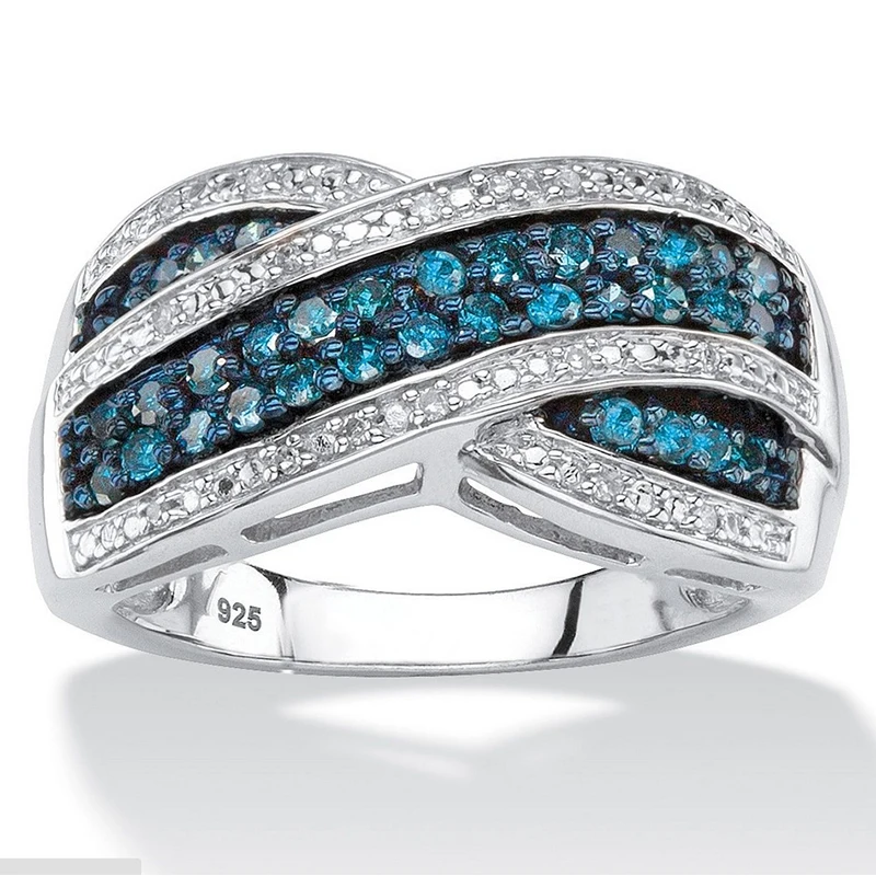 

Fashion Crystal Ring Luxury Blue AAA Zircon Vintage Rings For Women New Fashion Female Weddings Jewelry Gift