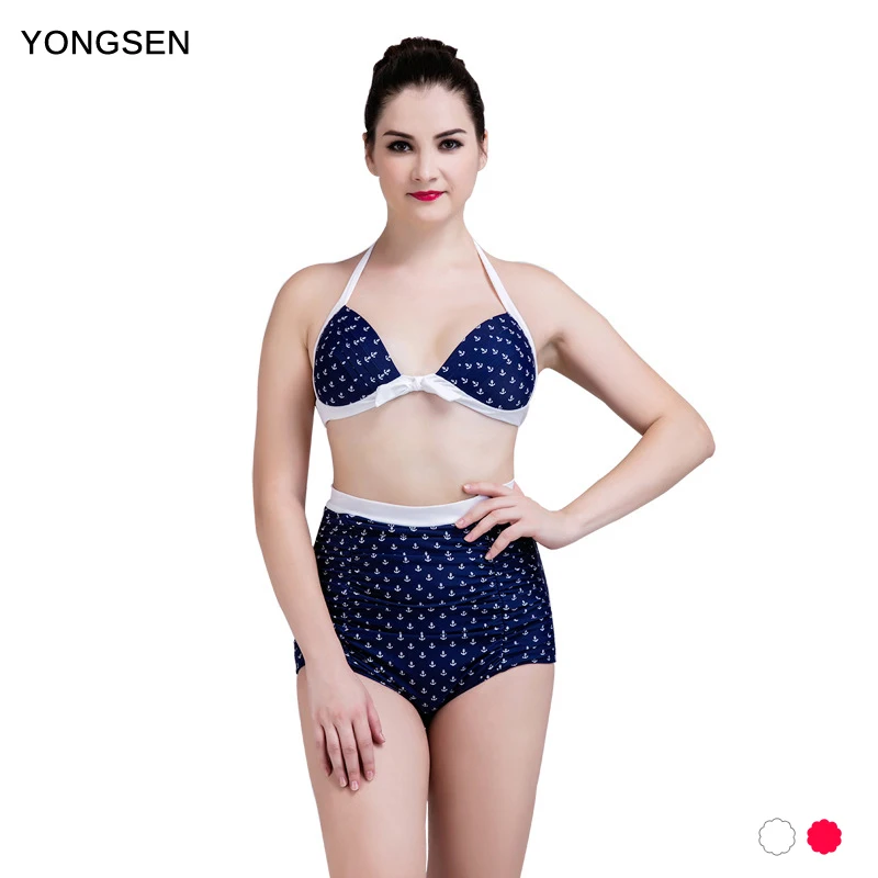 

YONGSEN Large size bikini split swimsuit high waist was large size Dot swimwear beach big chest sexy bikini
