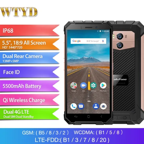 Ulefone Armor Waterproof IP68 Smartphone 5 5 18 9 Quad Core 5500mAh
Android 8 1 2GB 16GB 13MP NFC Wireless Charge Phone Estimated Price :
US $118.21 - 129.95