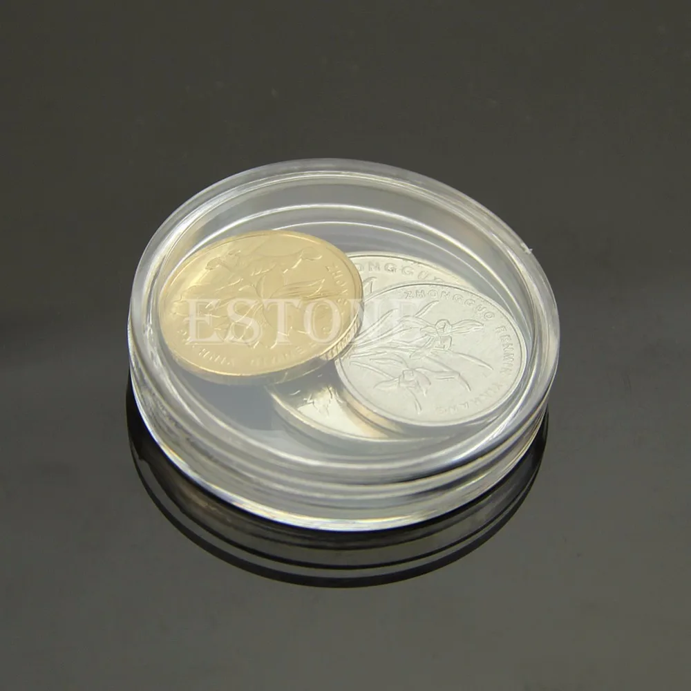 

Hot 10pcs 38mm Clear Round Cases Coin Storage Capsules Holder Round Plastic