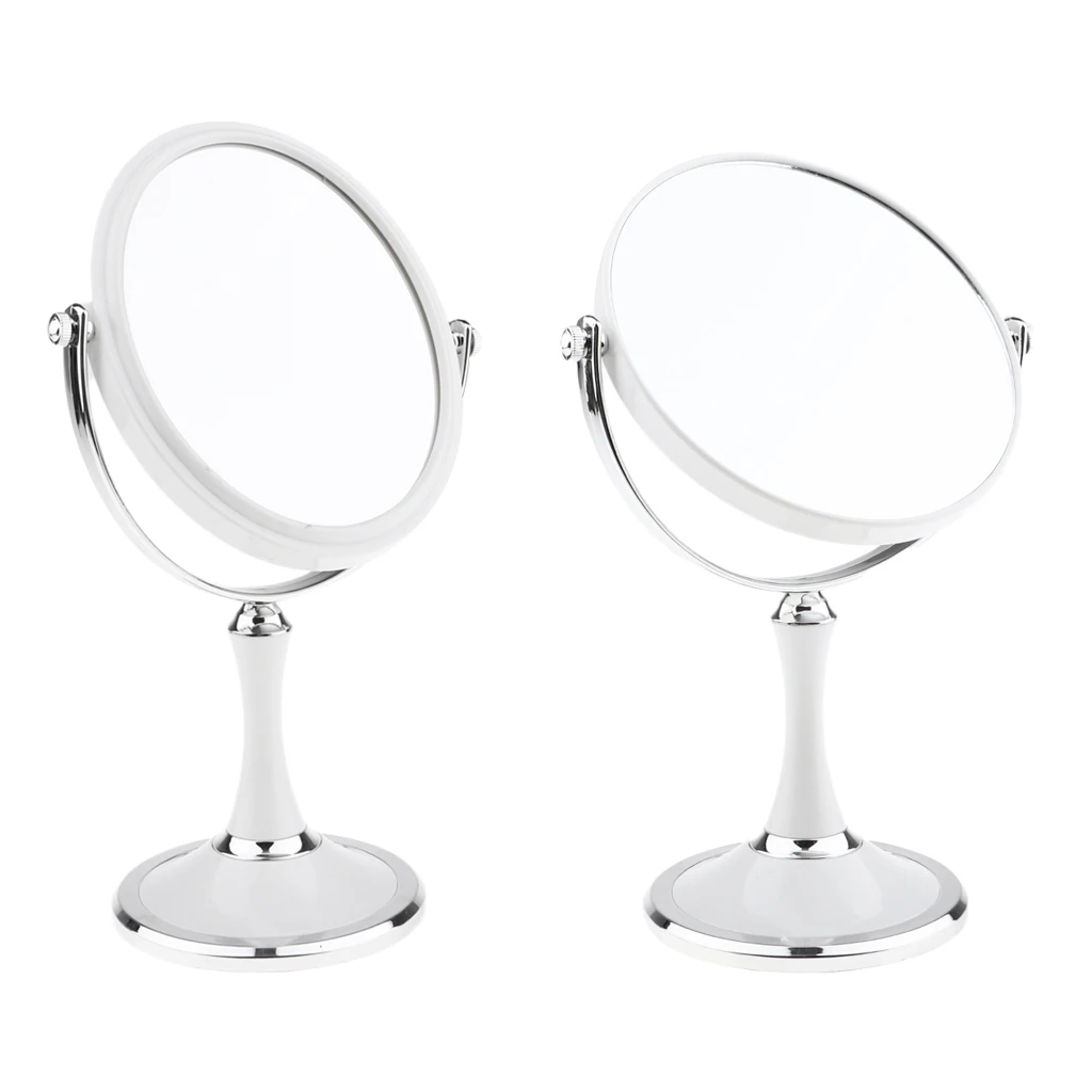 Bathroom Vanity Double Sided Freestanding Pedestal Makeup Shaving Mirror with Regular View and 3X Magnification