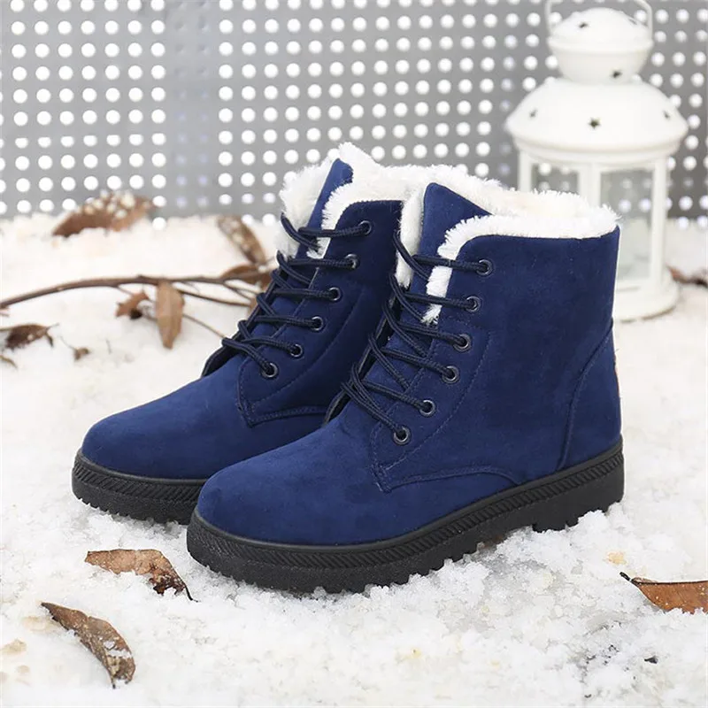 

2018 Fashion Winter women large size snow boots warm cotton shoes thickening flats women Martin boots AB116