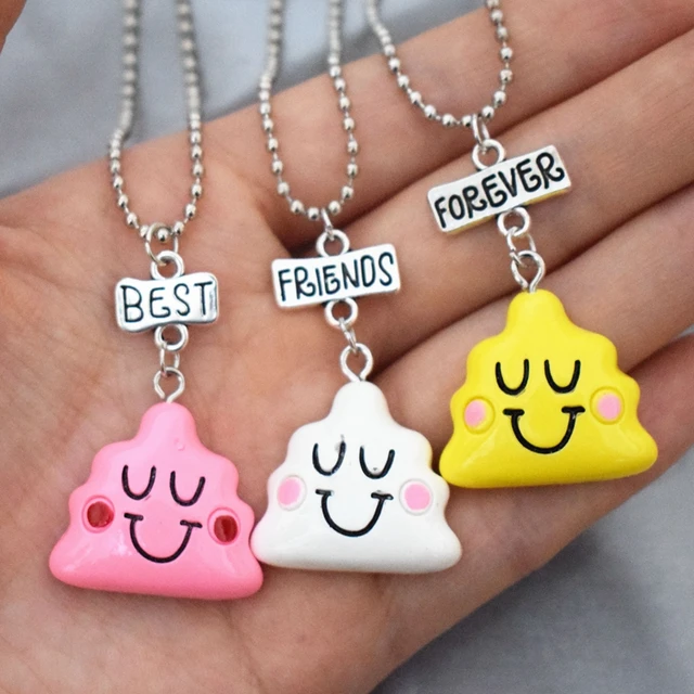 Simulación de nubes de cara feliz bff 3 COLLAR COLGANTE niños mejores amigos para siempre niñas amistad joyería regalo cumpleaños - AliExpress