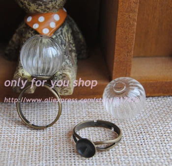 

50set/lot 16mm Watermelon lines Stytle Glass Bubble & 8mm base cap ring DIY glass vial pendant Liquid Bubble Pendant