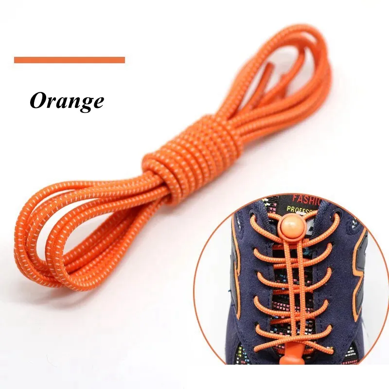 100 см растягивающийся замок кружева 22 цвета пара фиксирующий башмак шнурки эластичные шнурки для кроссовок шнурки для бега/триатлона T1 - Цвет: Оранжевый