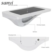 16 светодиодов солнечный светильник солнечный панель Мощность датчик движения свет+ Датчик света Открытый водонепроницаемый сад безопасности лестницы настенный светильник