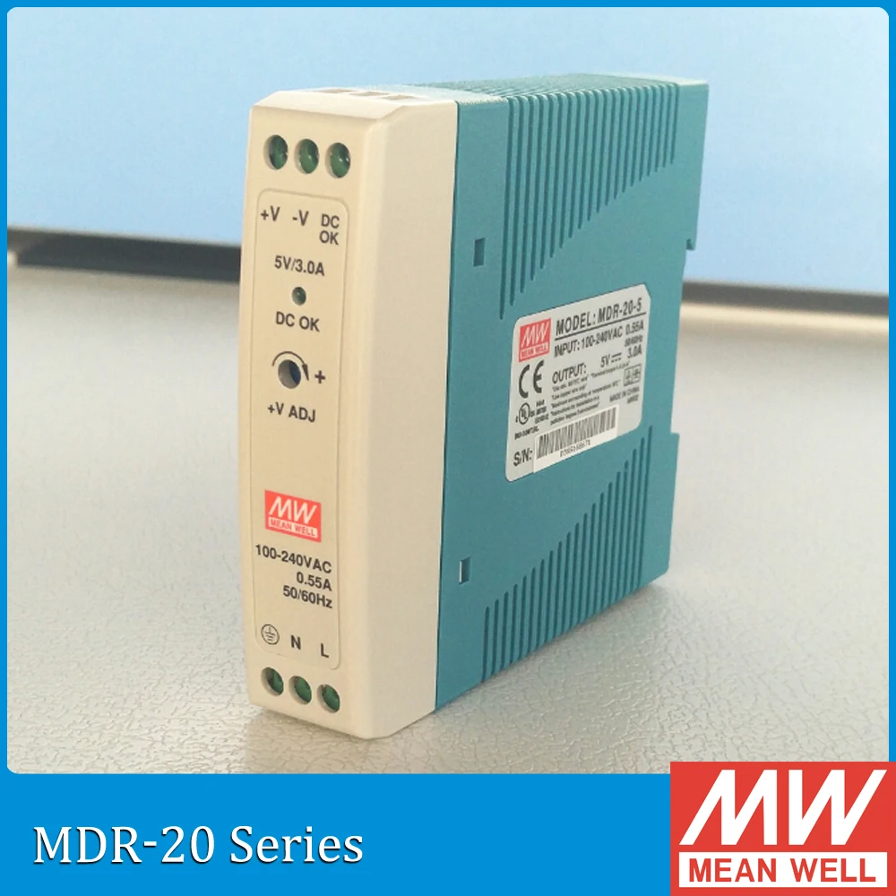 Original Meanwell MDR 20 24 24W 1A 24V MEAN WELL Din rail Power Supply ...