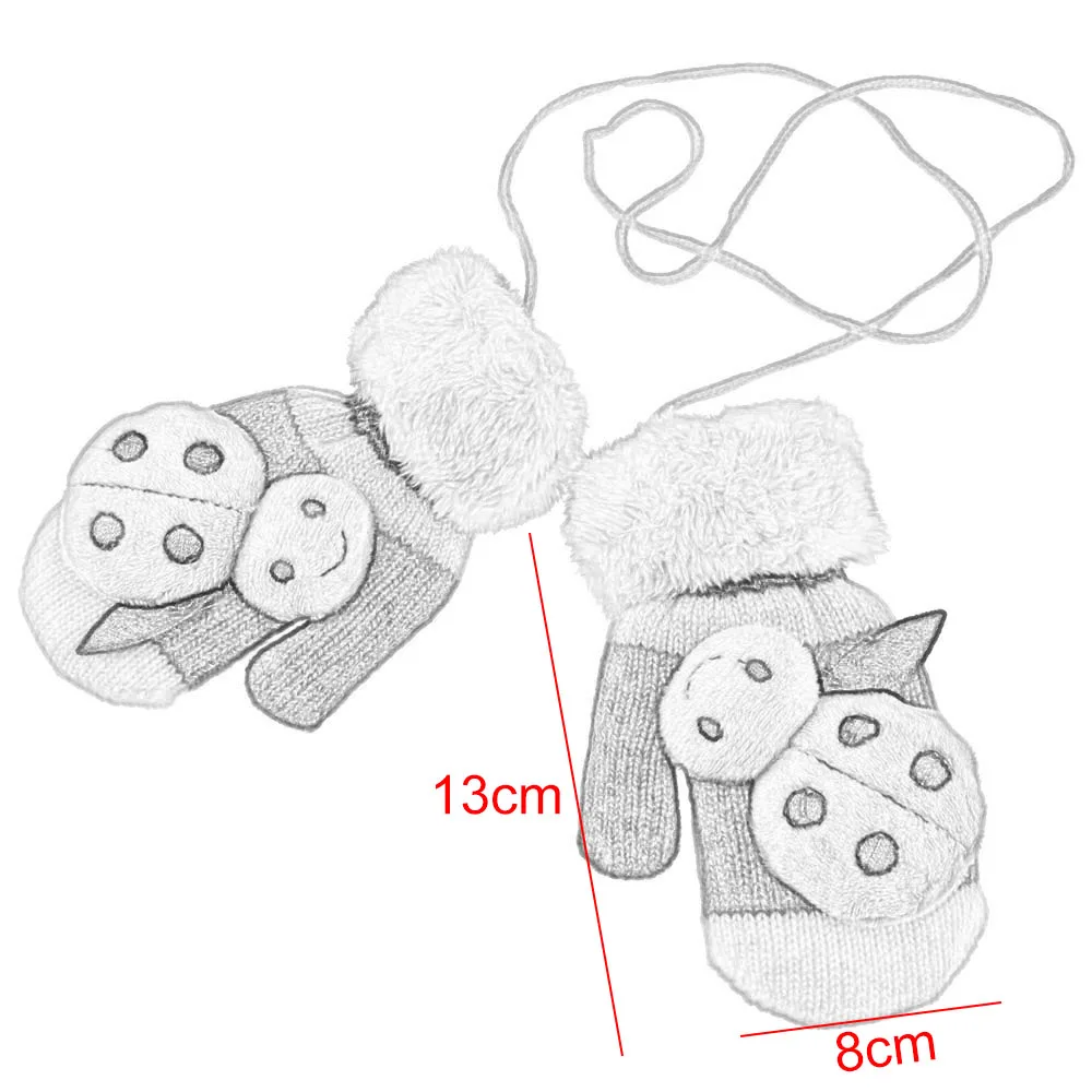 Детские Висячие плотные теплые варежки Мягкие вязаные детские перчатки с рисунком