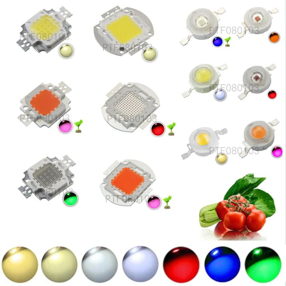 High Power LED Chip 1W 3W 5W 10W 20W 30W 50W 100W COB SMD LED Bead White RGB UV Grow Full Spectrum 1 3 5 10 20 30 50 100 W Watt